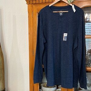 New w Tags Big & Tall Men 2X Henley style shirt Blue Long Sleeve shirt by George